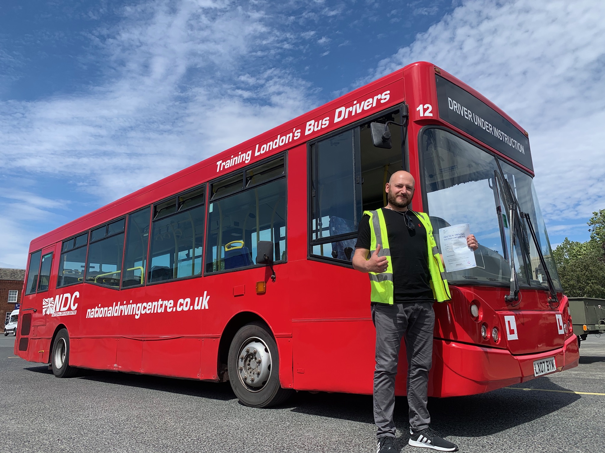 Red London bus used for National Driving Centre PCV driver training